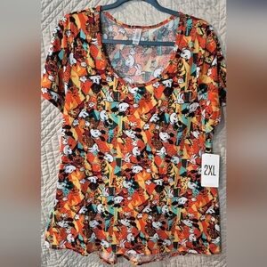Lularoe Mickey Cartoon Print T-Shirt - 2XL